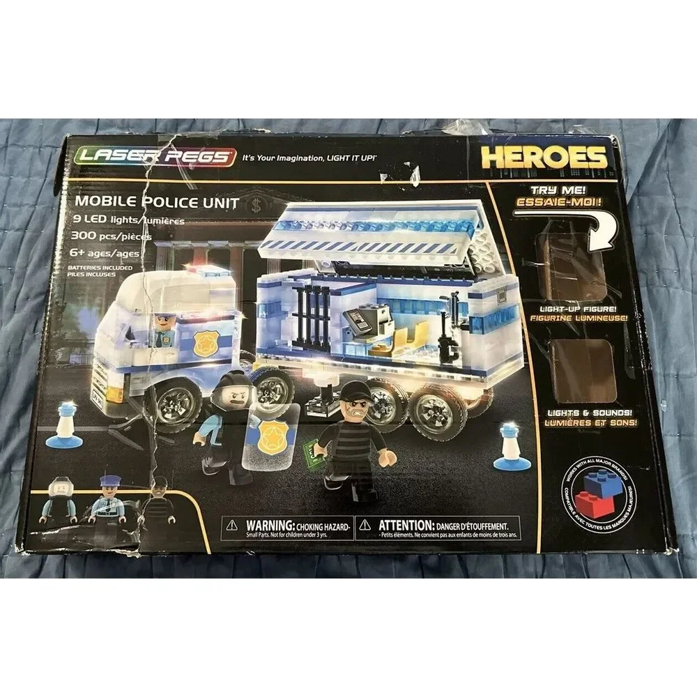 Laser Pegs Heroes Mobile Police Unit 300 pcs 9 LED Lights 18602